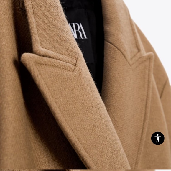 NWOT ZARA Wool blend Belted Camel Wrap Coat Bloggers Favorite - Picture 10 of 12